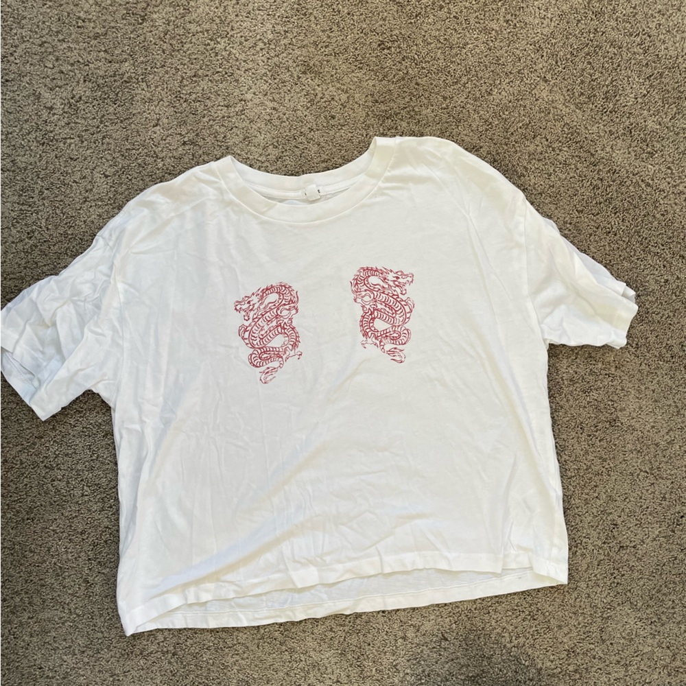 White dragon design shirt